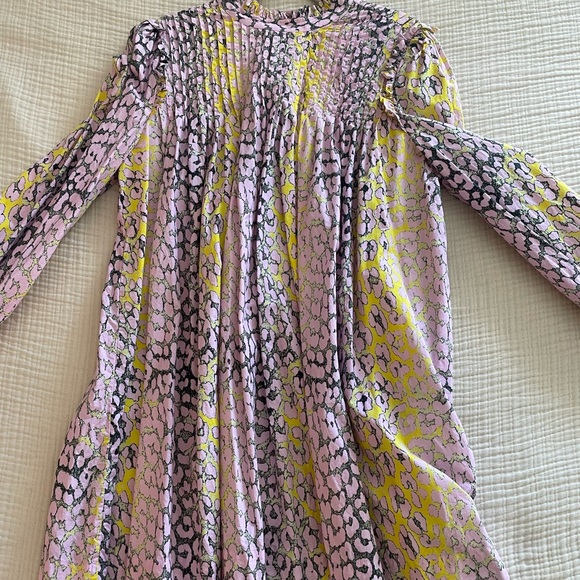 GANNI pink and yellow animal printed midi dress - Picture 6 of 8